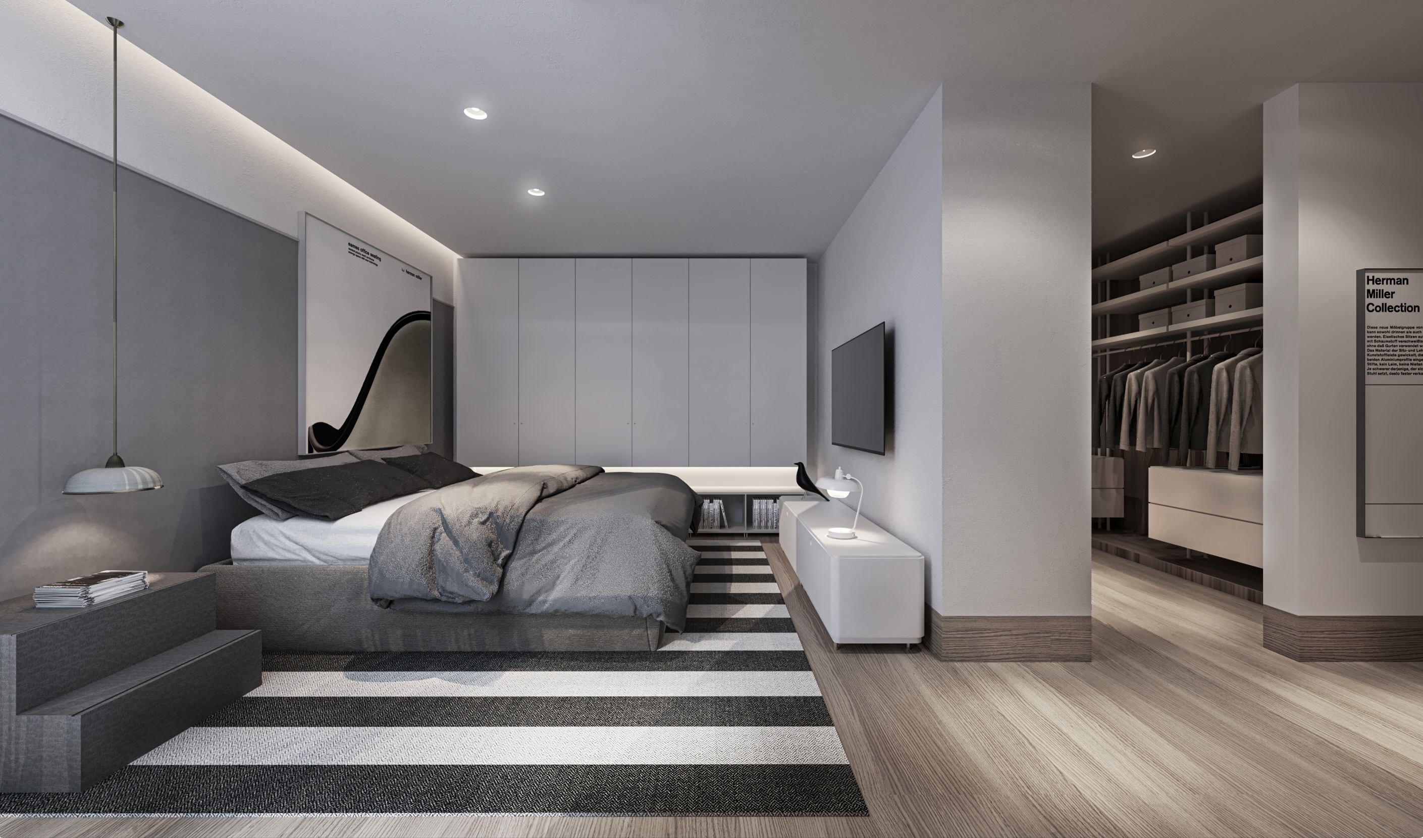 Suite con walking closet y revestimiento de madera